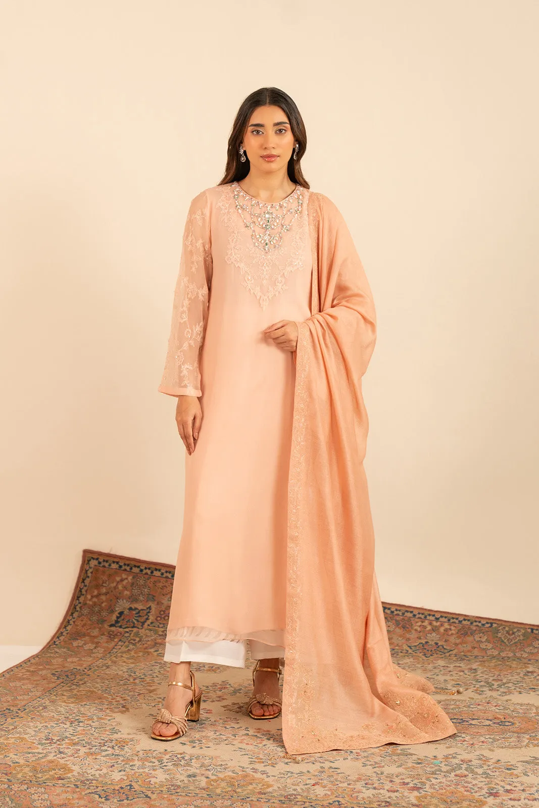 1 Piece Georgette Embroidered Shawl (FH0005)