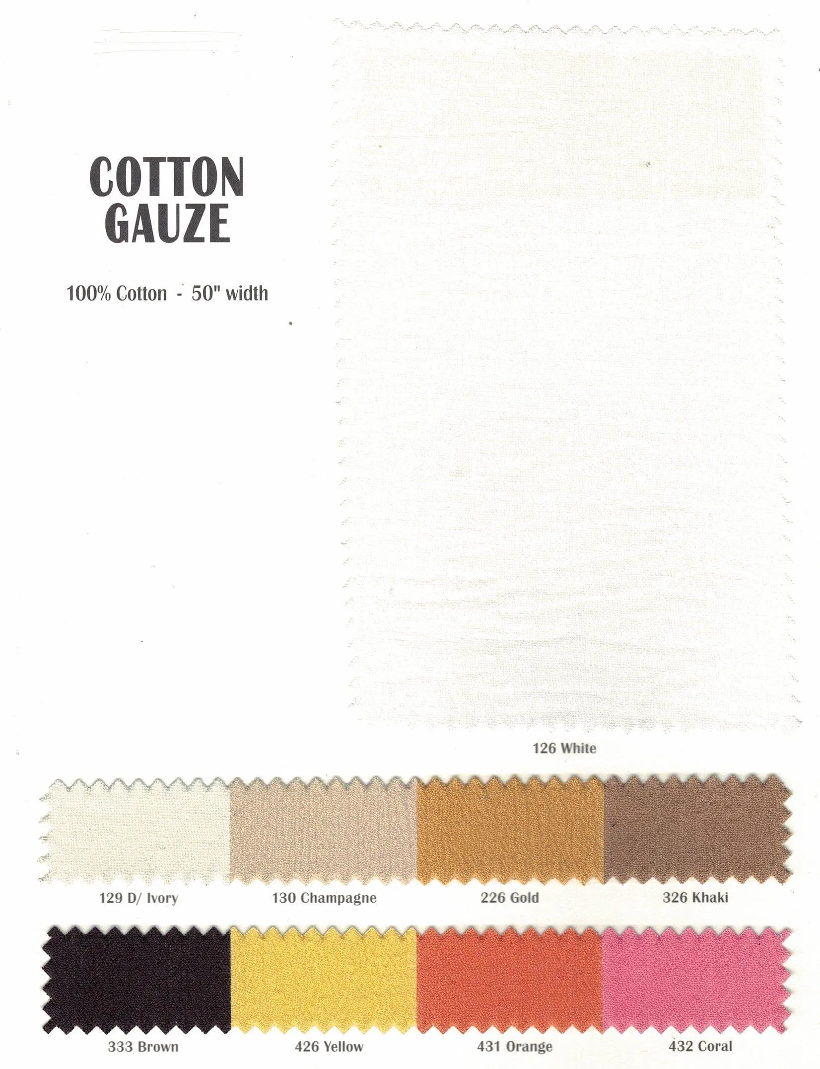 100% Cotton Gauze Fabric | Lightweight Muslin Fabric | 48" Wide
