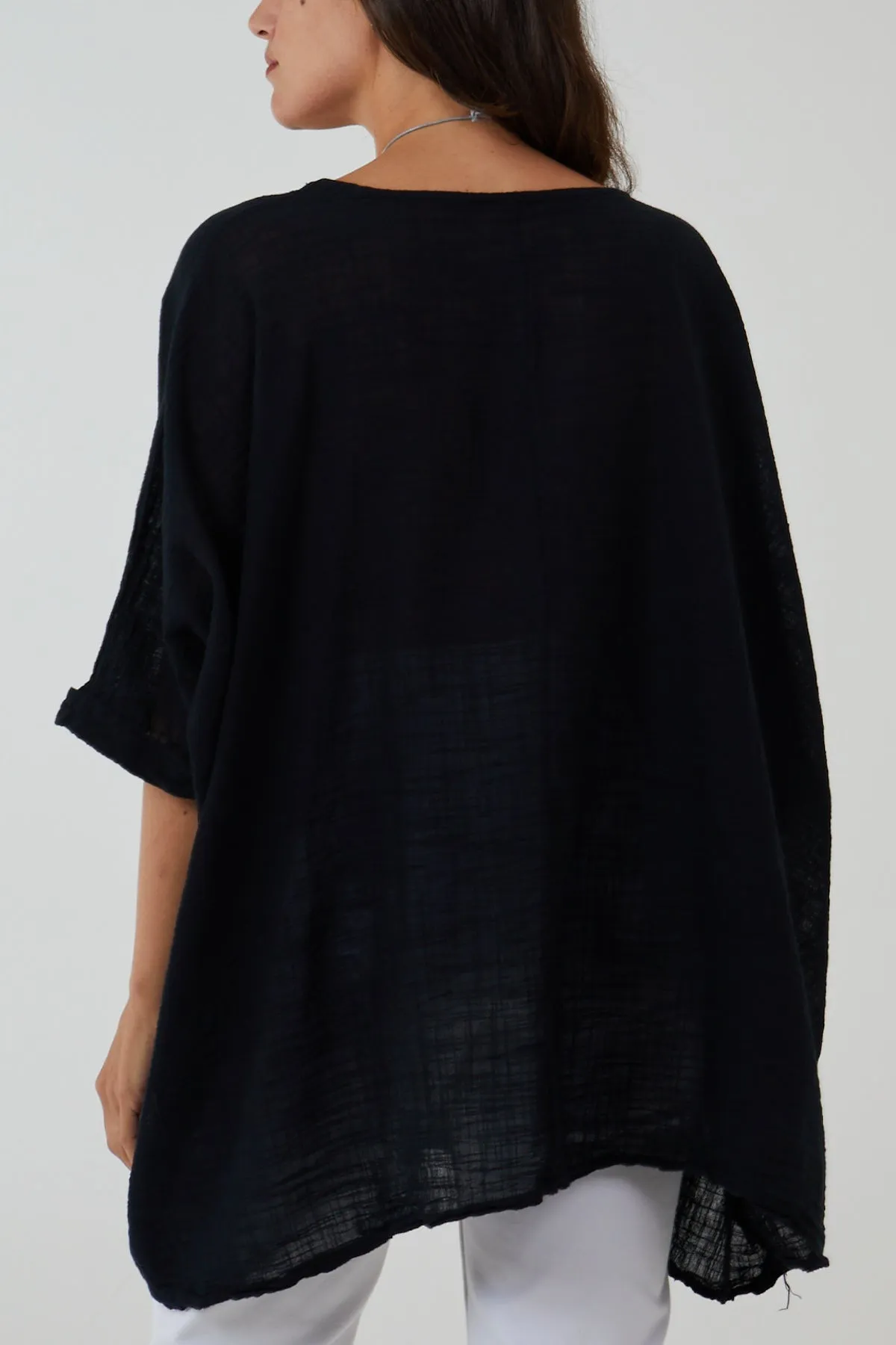 100% Cotton Oversized Pocket Necklace Top