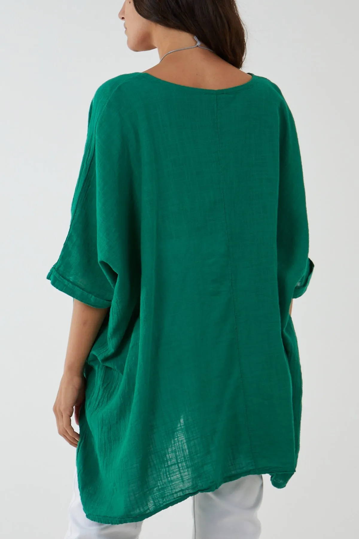 100% Cotton Oversized Pocket Necklace Top