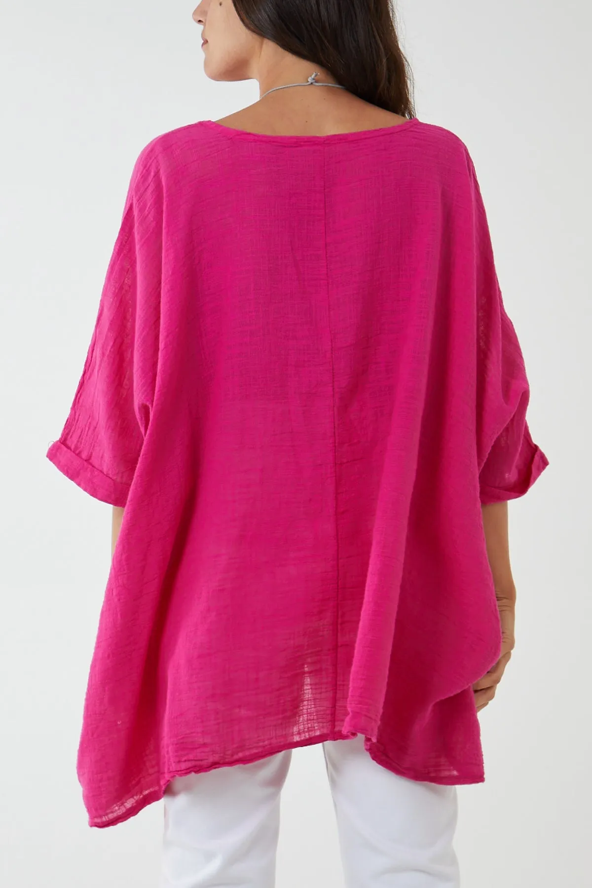 100% Cotton Oversized Pocket Necklace Top