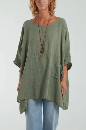100% Cotton Oversized Pocket Necklace Top