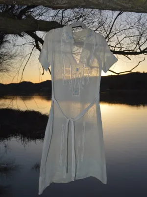 1930s Cotton Voile Lacework Day Dress