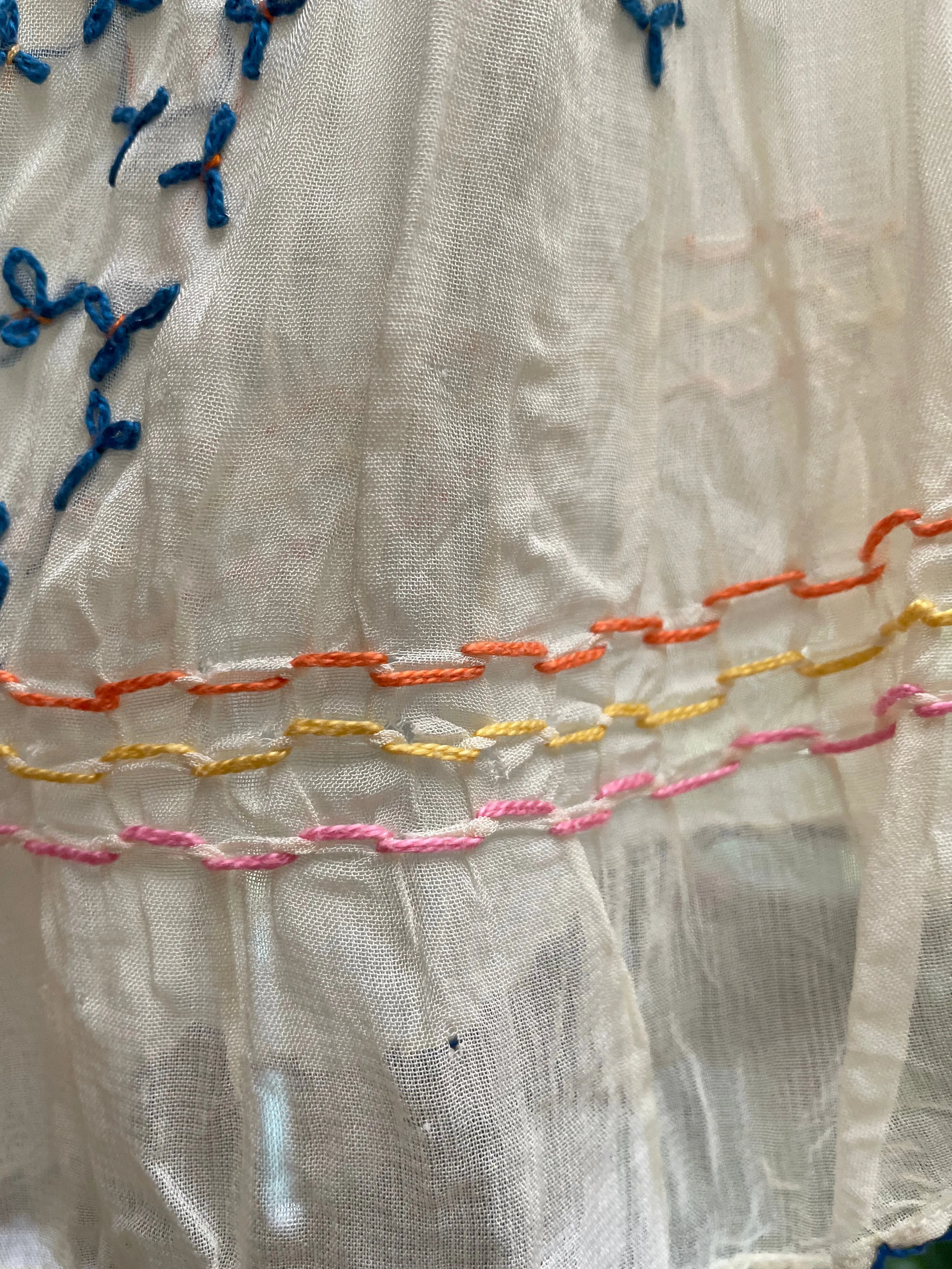 1930s/40s Embroidered Hand Smocked Folk Blouse
