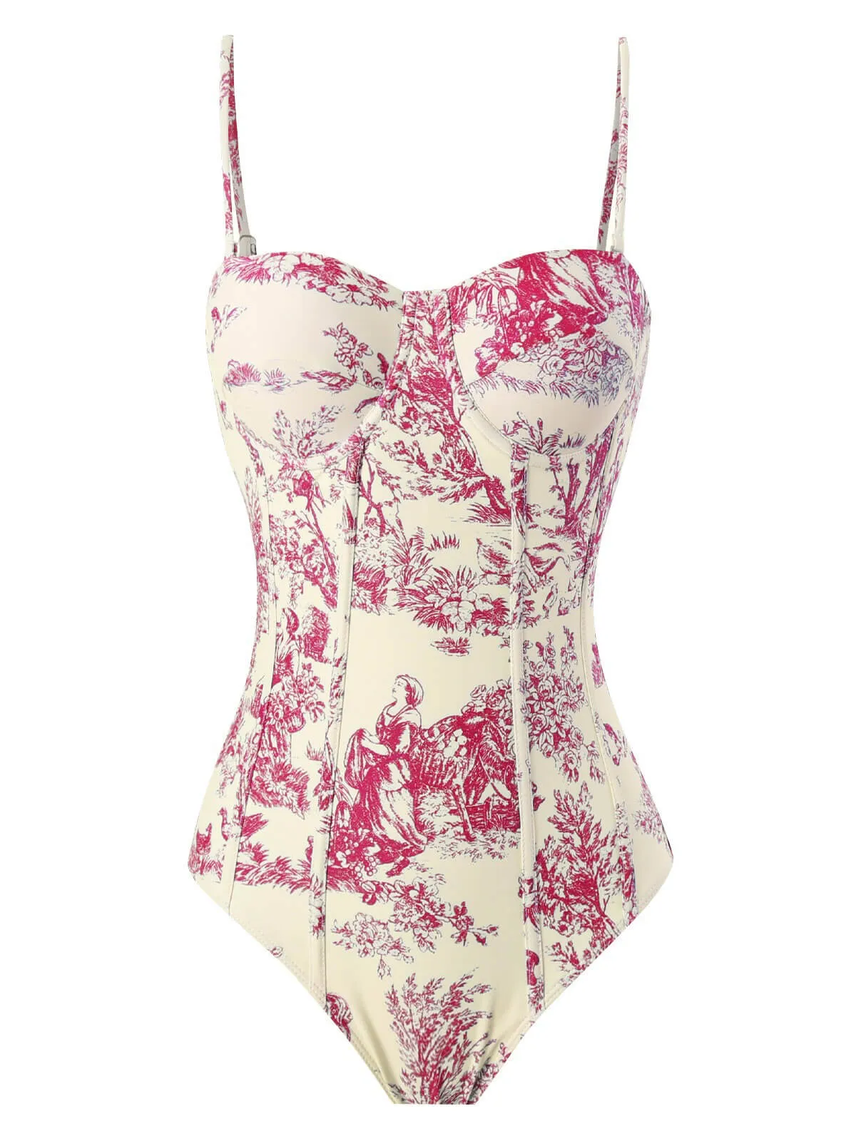 1960s Vintage Ink Floral Swimsuit & Cover-Up