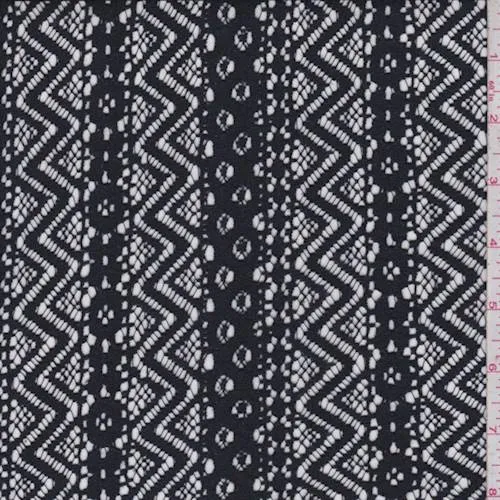 2 3/8 YD PC-Midnight Navy Deco Stripe Lace Fabric