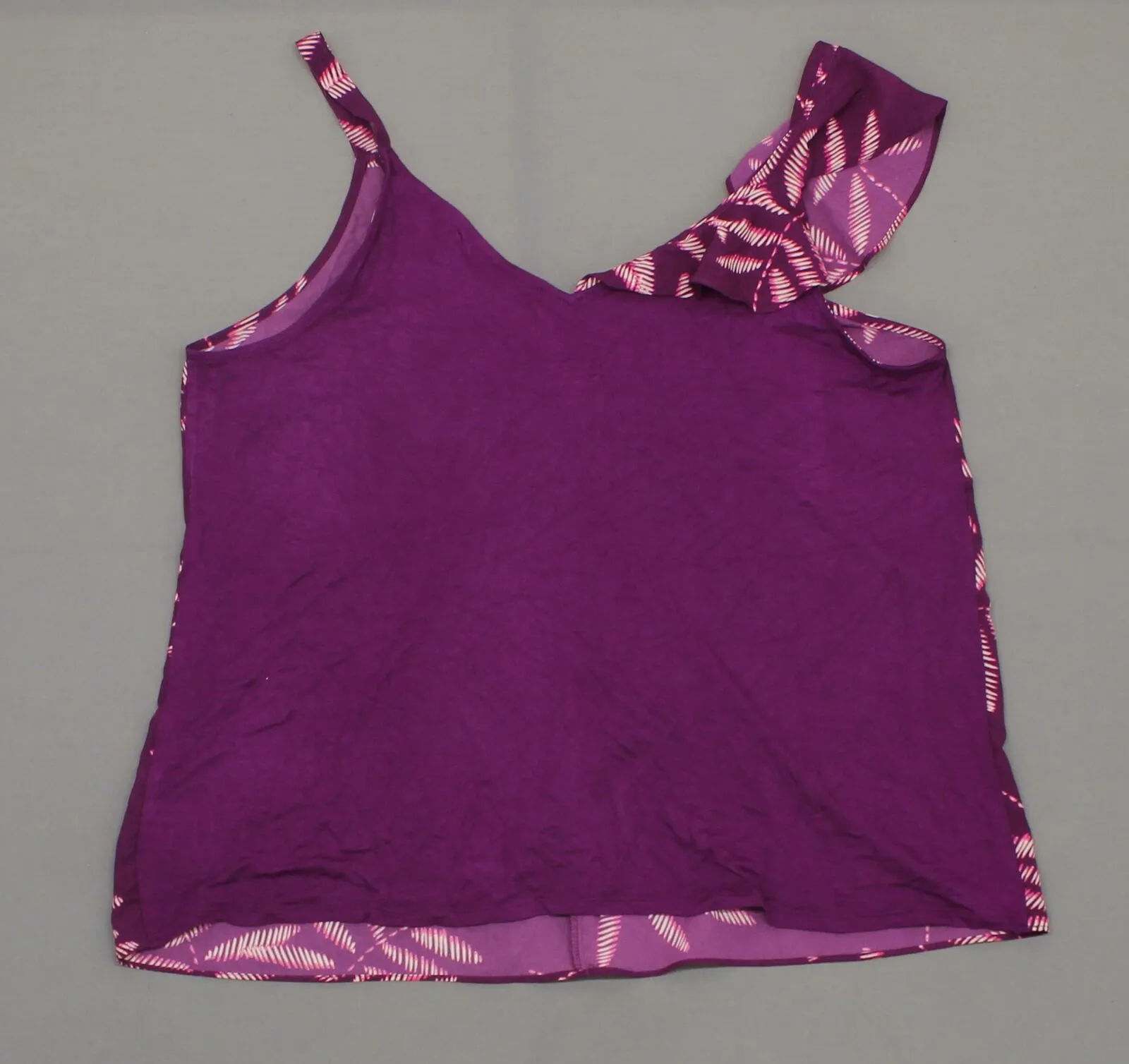 A New Day Women's Printed Asymmetrical Ruffle Tank Top Sleeveless Blouse