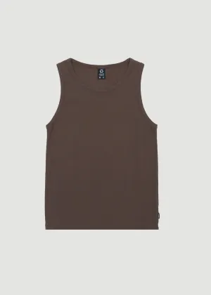 Afends Paramount Recycled Ribbed Singlet COFFEE