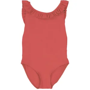 Alba Crossback Ruffle Swimsuit - Grenada Red