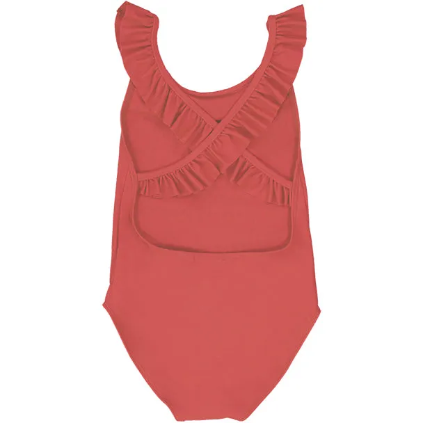 Alba Crossback Ruffle Swimsuit - Grenada Red