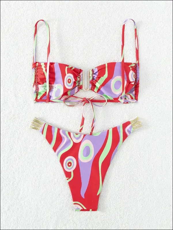 Allover print cut out bikini swimsuit