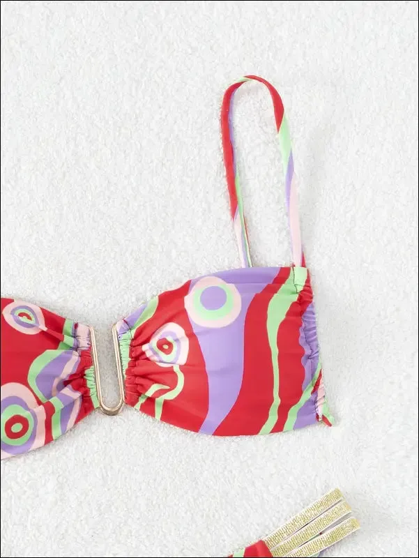 Allover print cut out bikini swimsuit