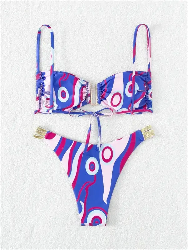 Allover print cut out bikini swimsuit