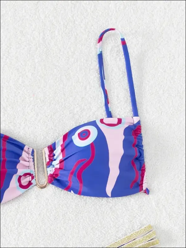 Allover print cut out bikini swimsuit