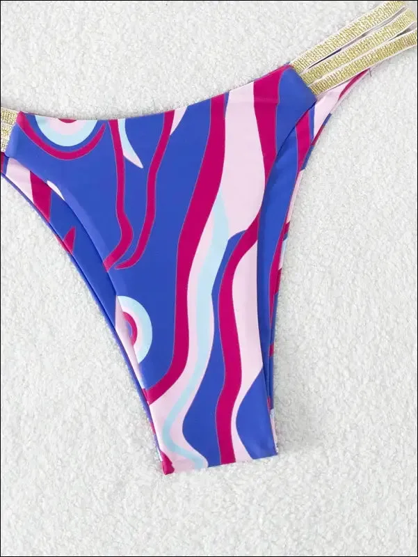 Allover print cut out bikini swimsuit