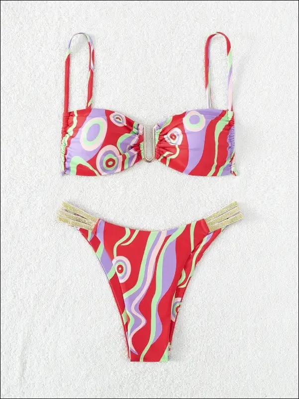 Allover print cut out bikini swimsuit