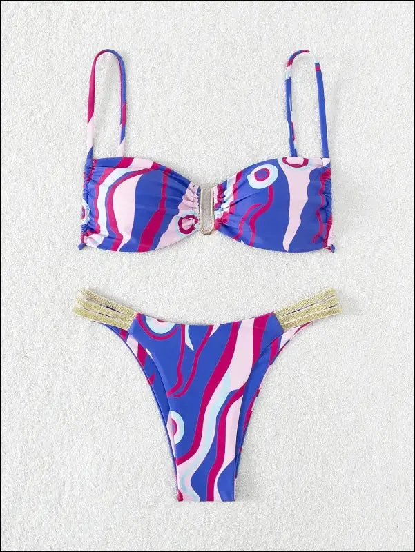 Allover print cut out bikini swimsuit