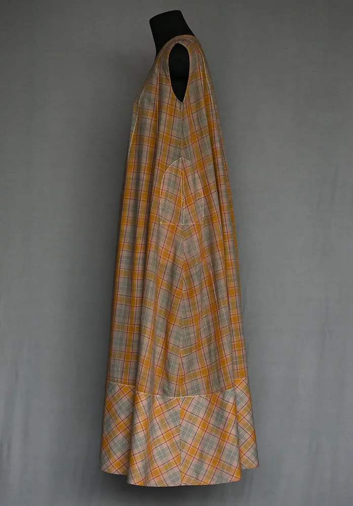 Amrich  Dress Maxi Checks Multi Colour Panelled Sleeveless