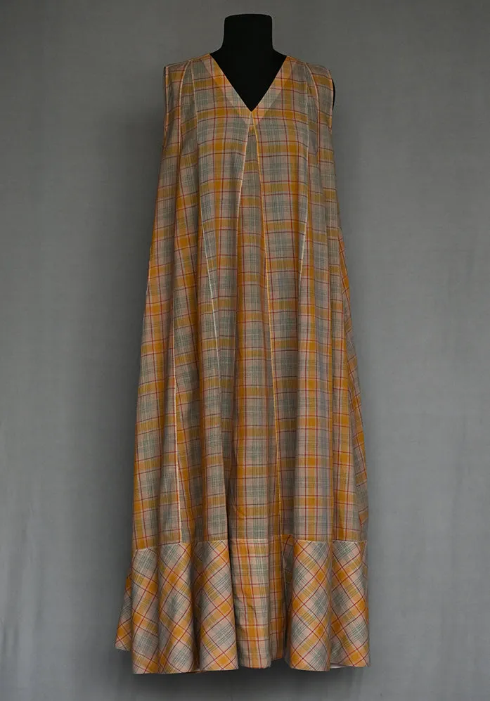 Amrich  Dress Maxi Checks Multi Colour Panelled Sleeveless