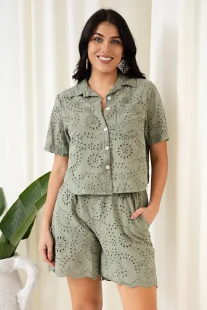 Angel Broderie Anglaise Shirt | Khaki