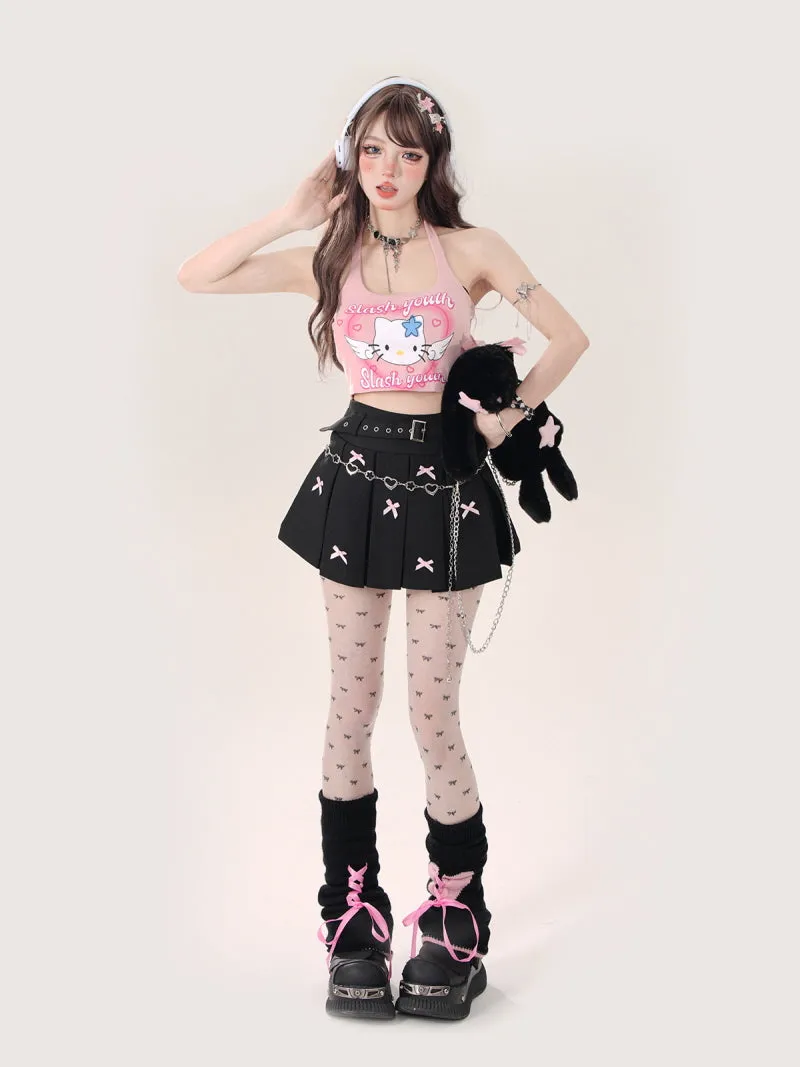 Angel Kitten Pink Black Camisole