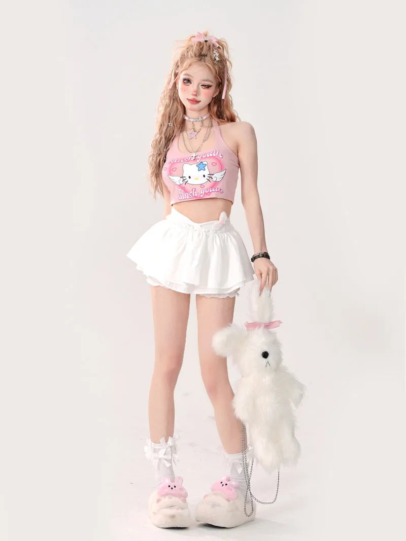 Angel Kitten Pink Black Camisole