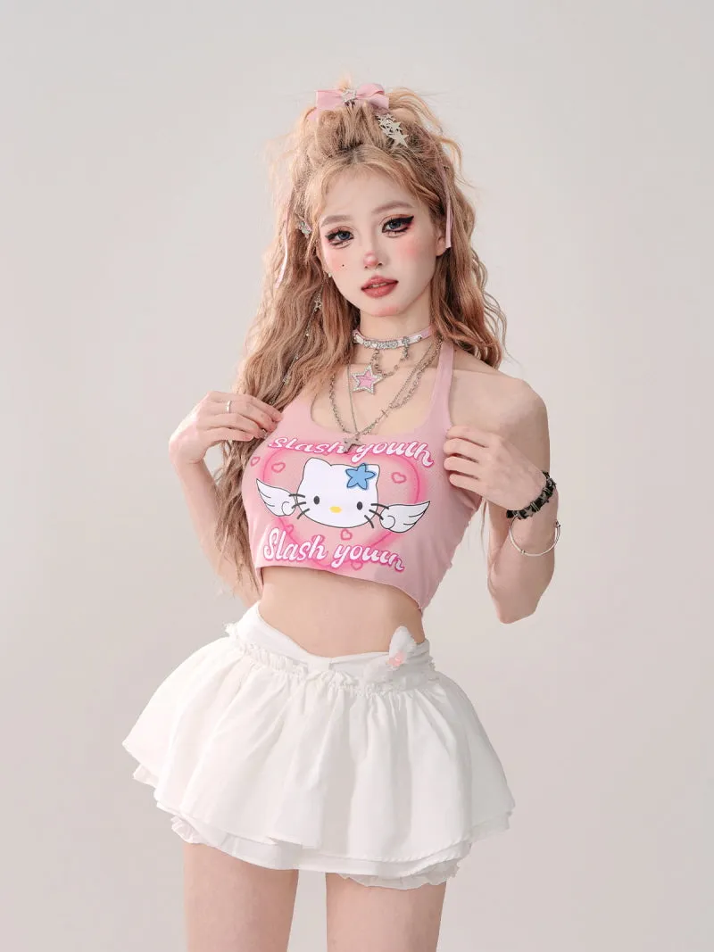 Angel Kitten Pink Black Camisole
