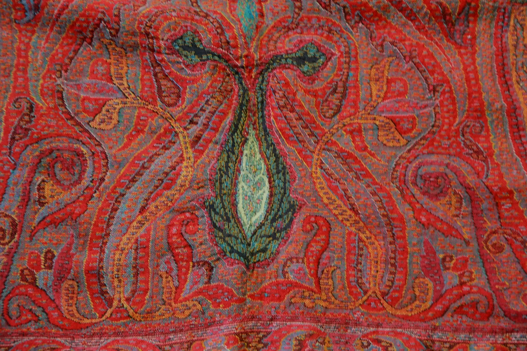 Antique 19th century hand woven Kashmir Paisley shawl Signed