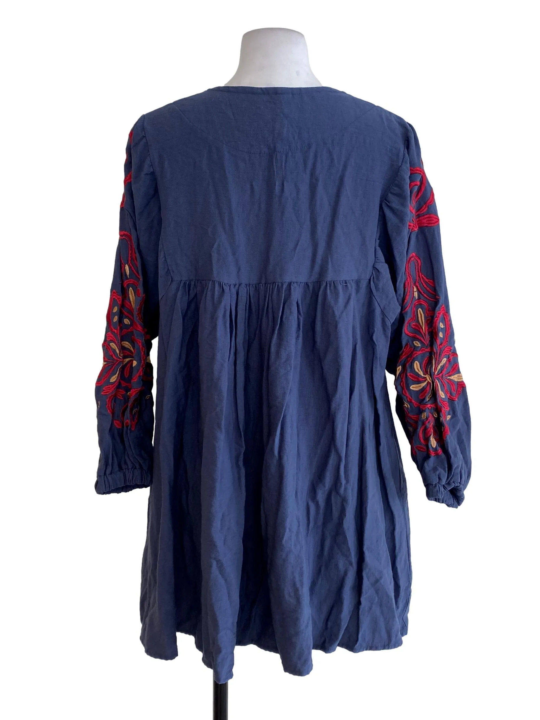 Ash Blue Embroidered Dress