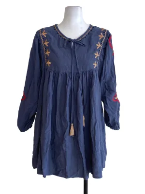 Ash Blue Embroidered Dress
