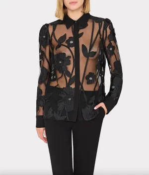 Ashton Grand Fleur Embroidered Top - Black