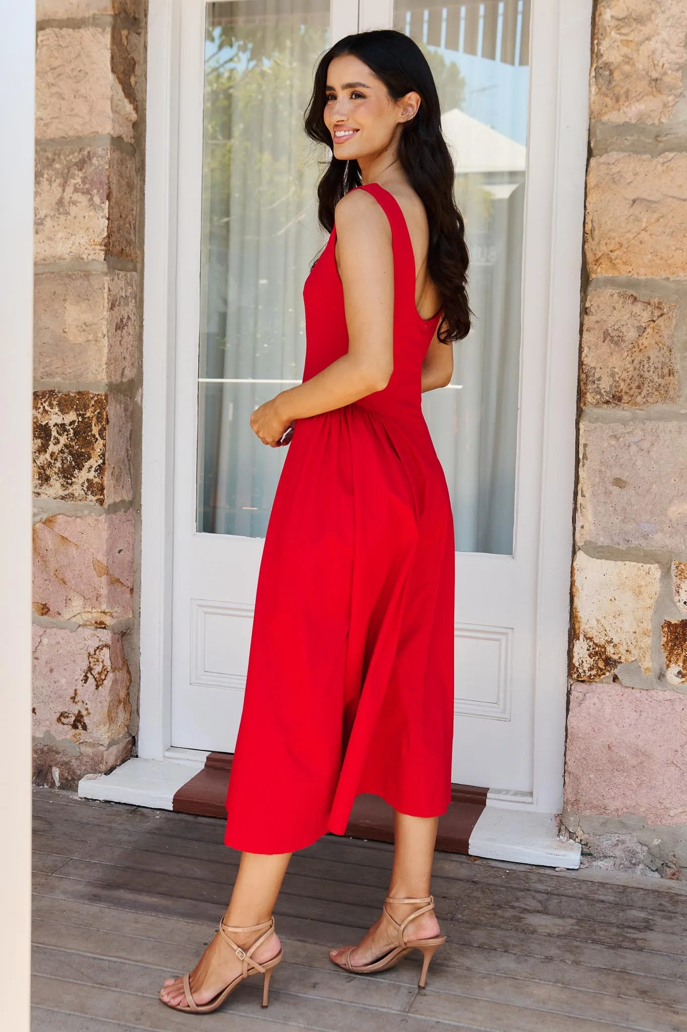 Audrey Midi Dress - Red - SALE