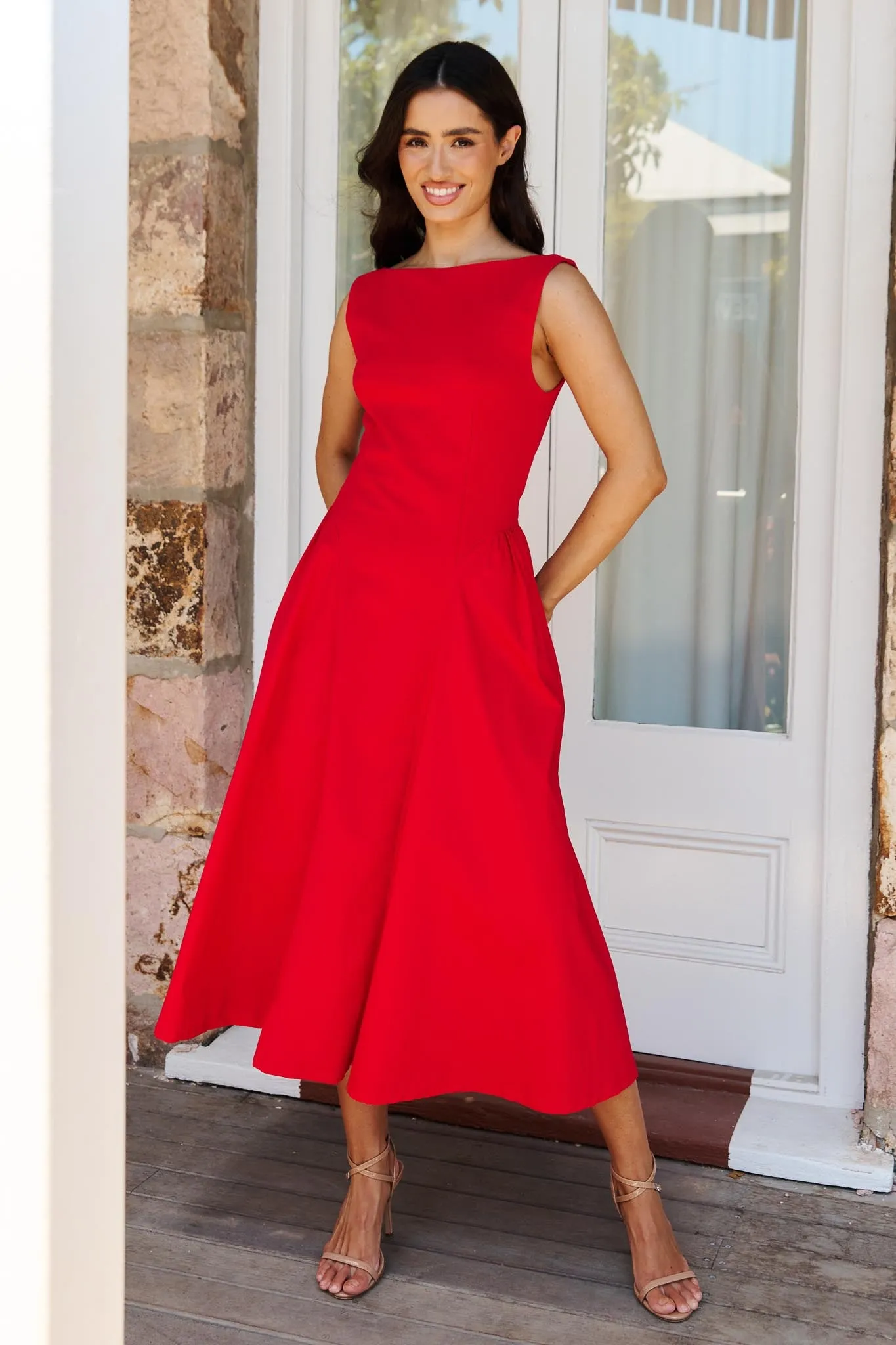 Audrey Midi Dress - Red - SALE