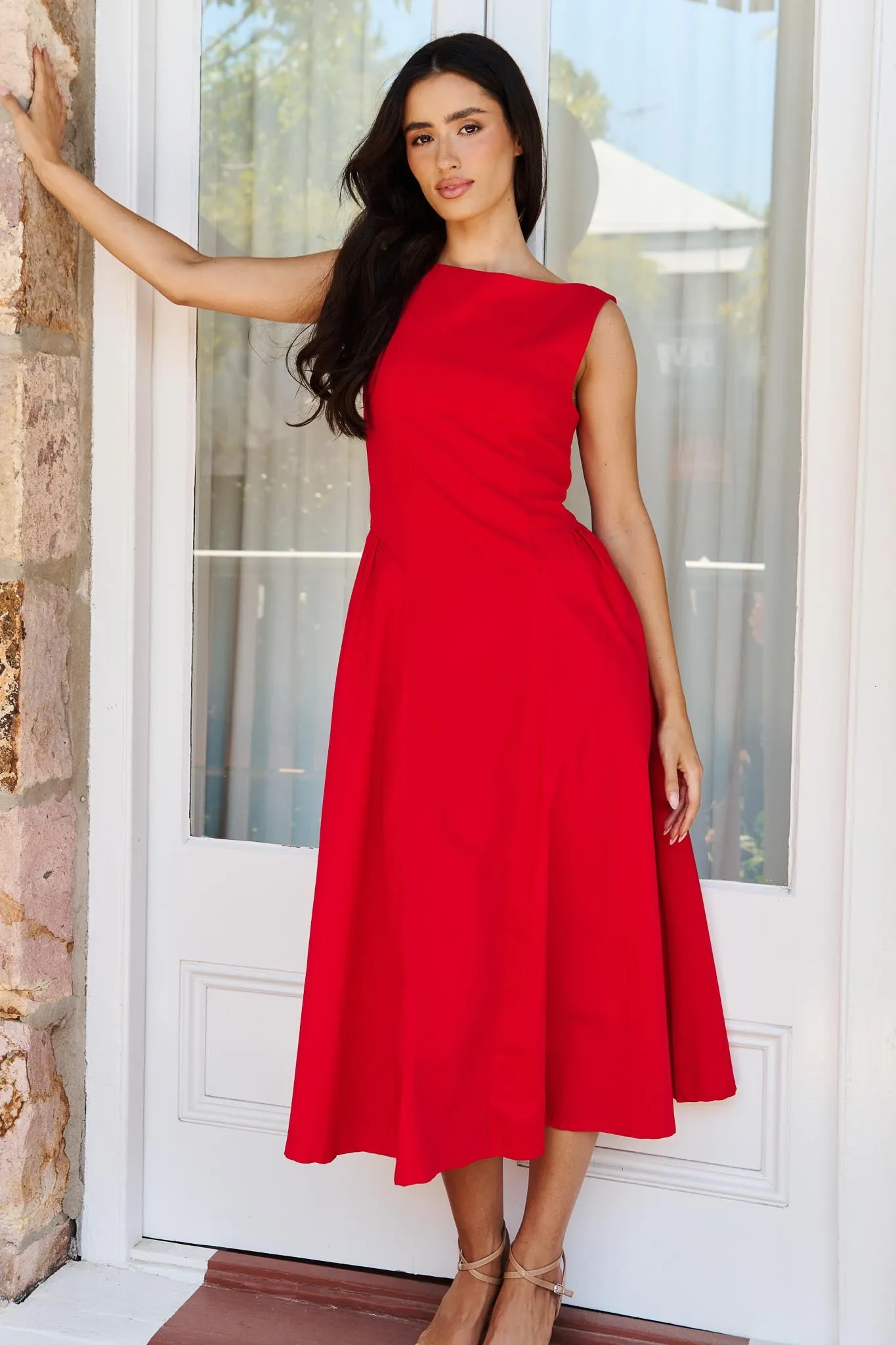 Audrey Midi Dress - Red - SALE