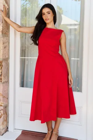 Audrey Midi Dress - Red - SALE