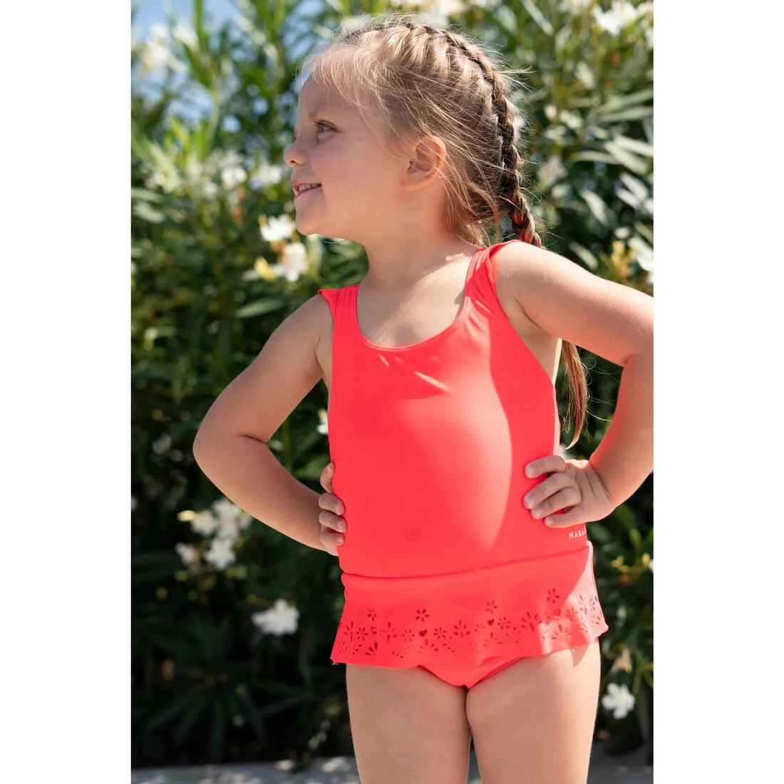 Baby Girl's 1-Piece Miniskirt Swimsuit  Pink and Blue Print
