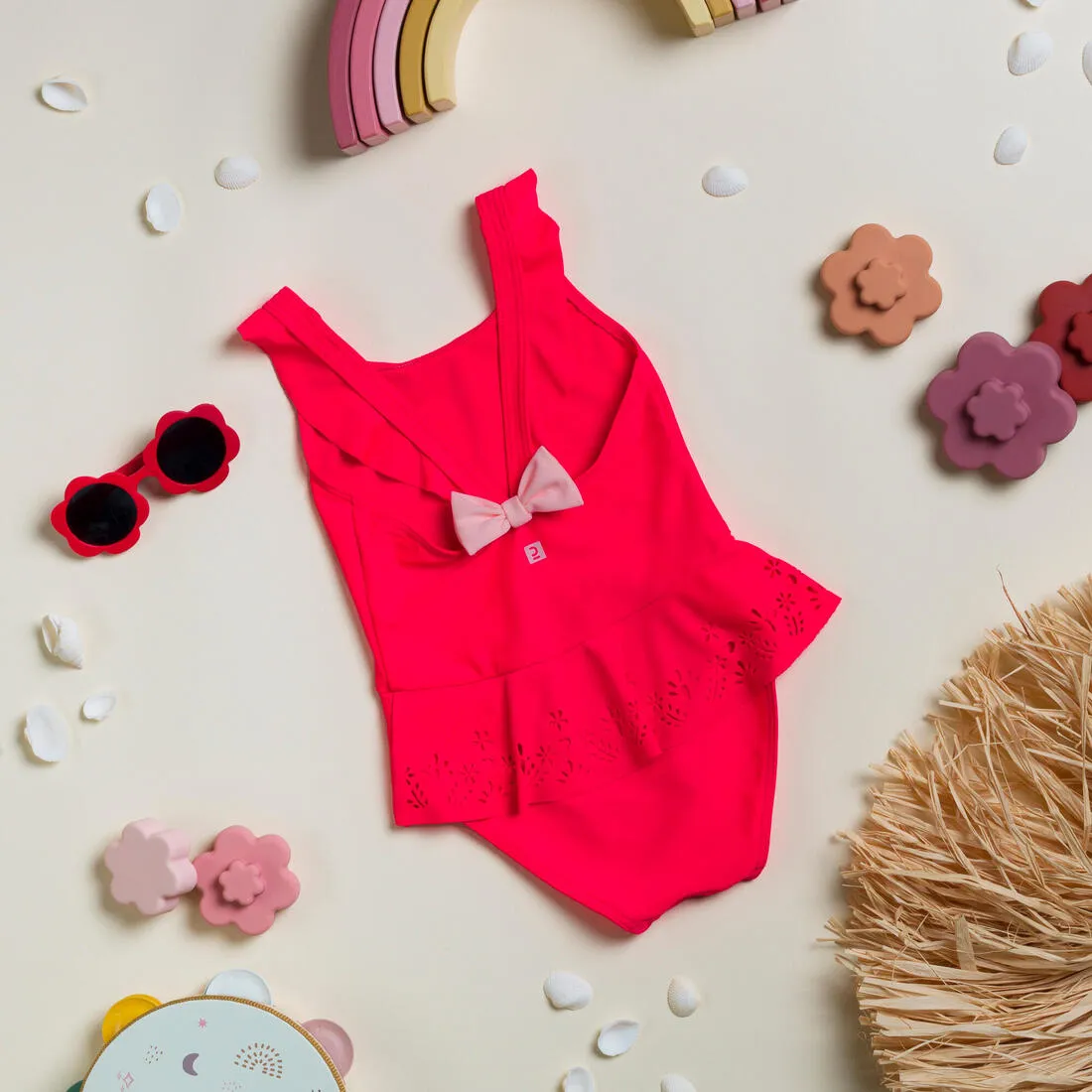 Baby Girl's 1-Piece Miniskirt Swimsuit  Pink and Blue Print