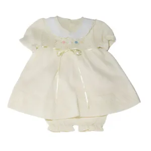 Baby Girls 3pc Yellow Knit Dress Set with Bloomers Newborn