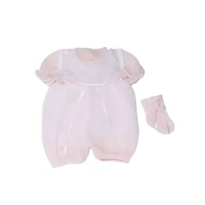 Baby Girls Pink Knit Bubble Romper in Newborn