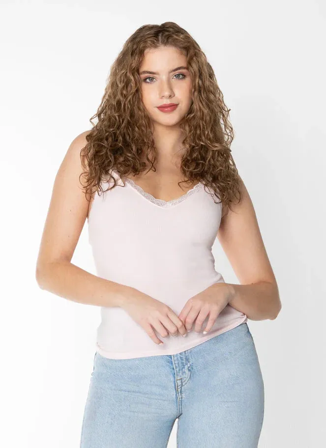 Bamboo Tank with Lace Trim