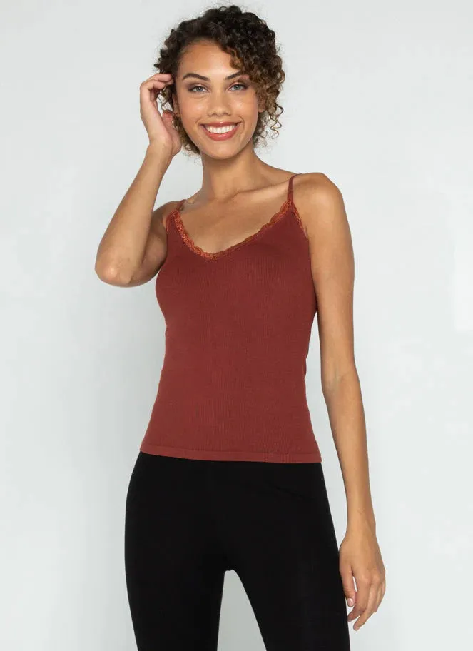 Bamboo Tank with Lace Trim