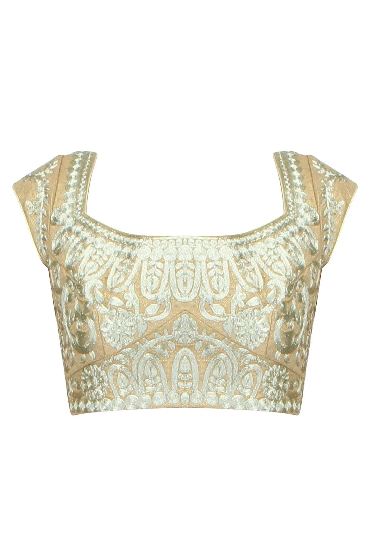 Beige color embroidered blouse in velvet