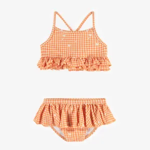 Bikini orange à carreaux, enfant || Plaid orange bikini, child