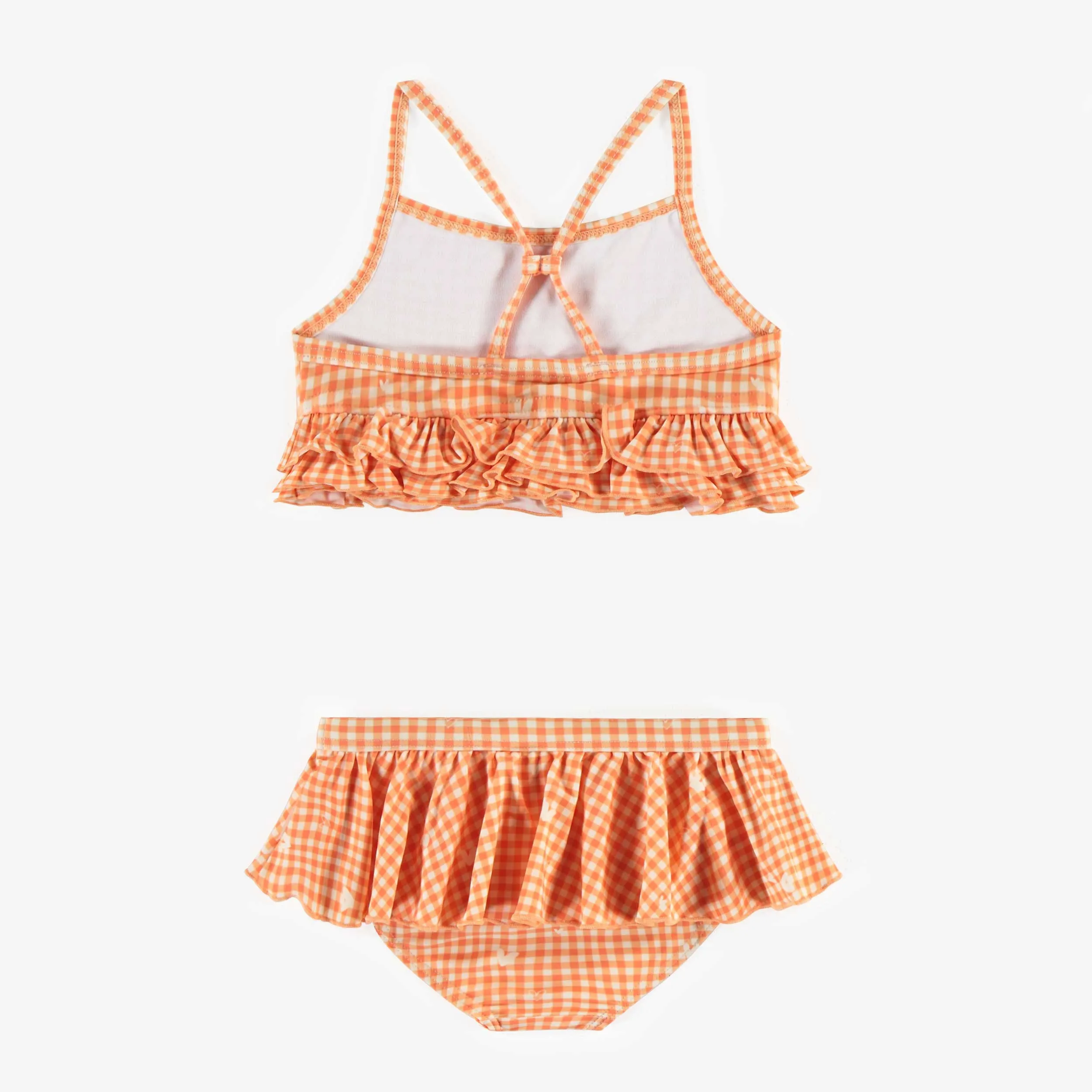 Bikini orange à carreaux, enfant || Plaid orange bikini, child