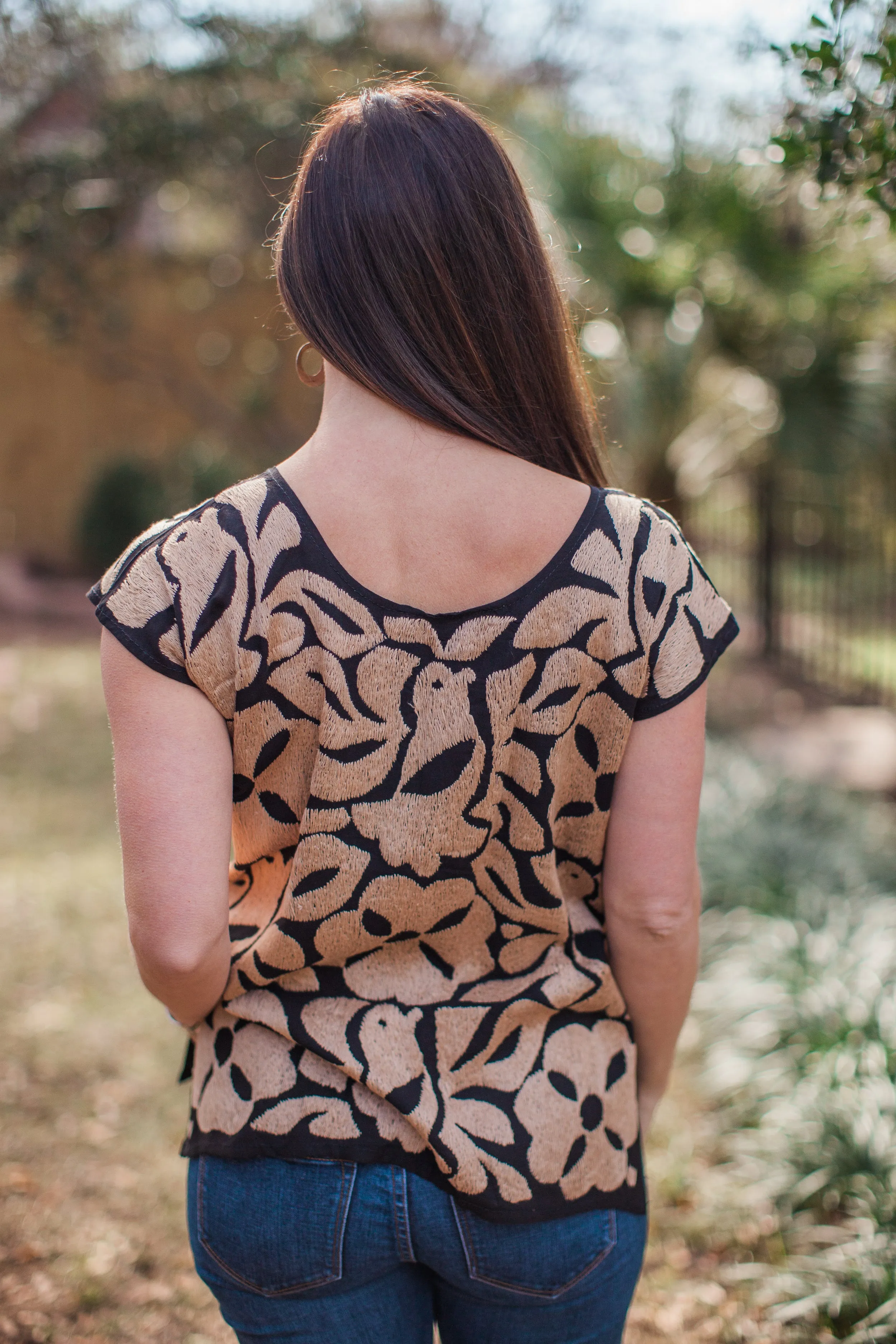Black and Tan Blusa de Otomi