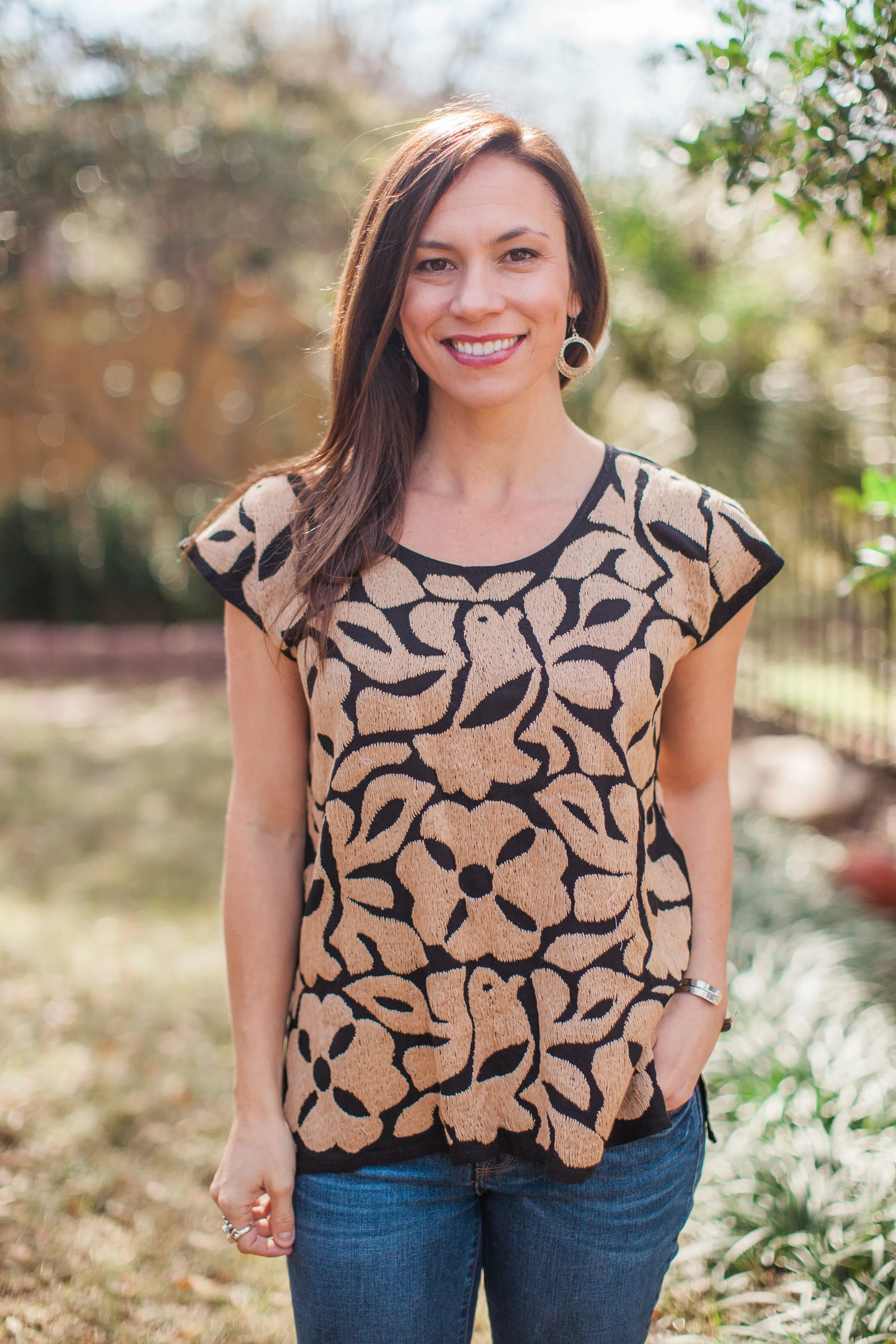 Black and Tan Blusa de Otomi
