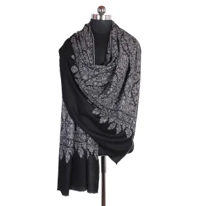 Black and white Full Jamawar Cashmere Pashmina Shawl