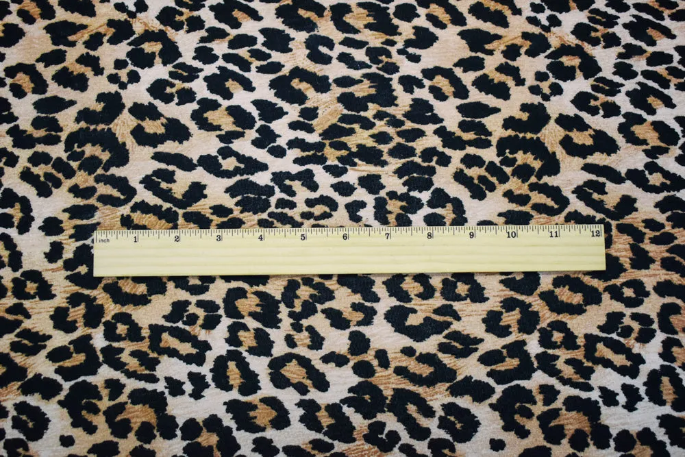 Black-Brown-Beige Cotton Cheetah Printed Jersey Knit Fabric