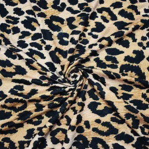 Black-Brown-Beige Cotton Cheetah Printed Jersey Knit Fabric