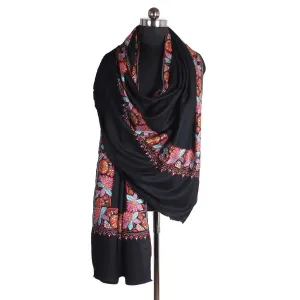 Black Dordar Cashmere Pashmina Shawl